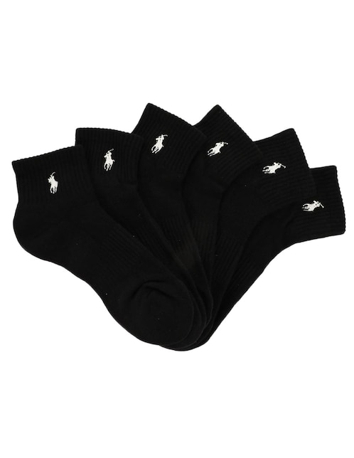 CALCETA POLO RL 6 PZAS ALGODÓN, NEGRO