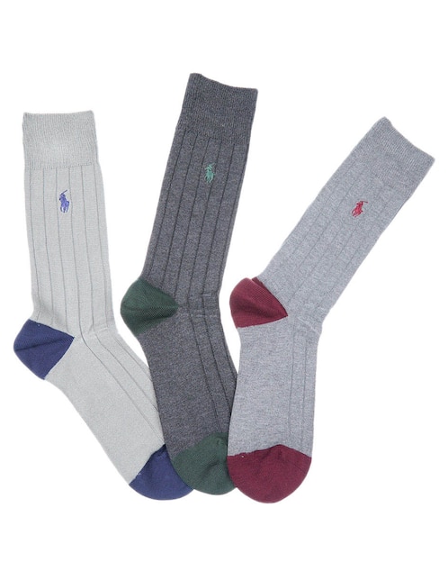 CALCETIN POLO RL REGULAR 3 PARES, GRIS