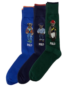 Set de calcetín polo rl de algodón para hombre 3 pares