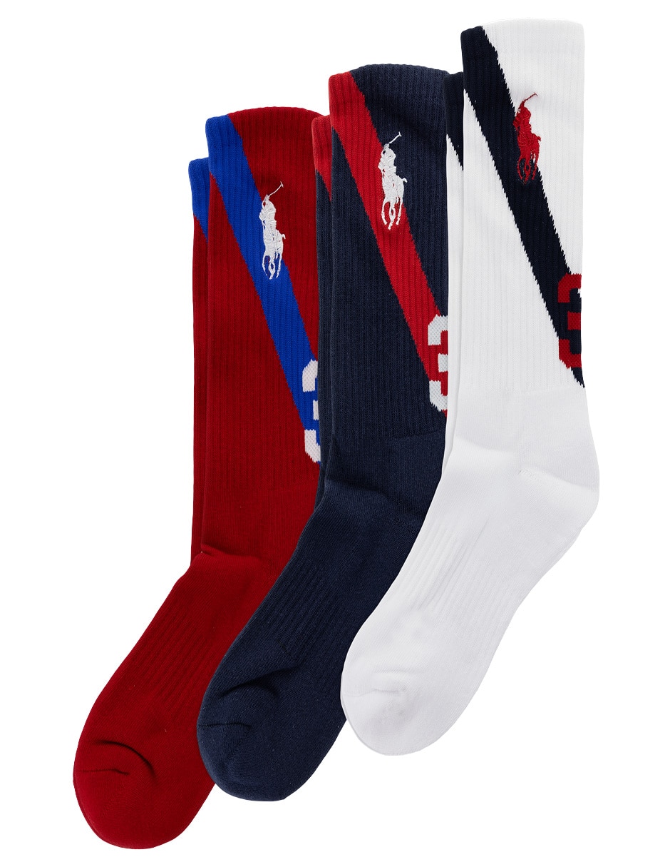 Set de calceta polo rl de algodón para hombre 3 pares