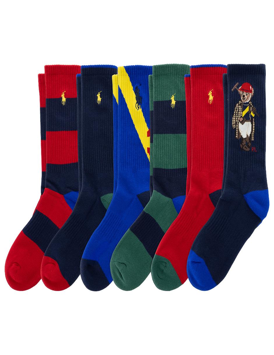 Set de calceta polo rl de algodón para hombre 6 pares